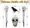 Halloween Skeleton Decorations- Skeleton Stakes with Crow for Outdoor Decoration, Scary Groundbreakers for Halloween Yard Lawn Decoration, Halloween Skull Decoration for Graveyard Decor